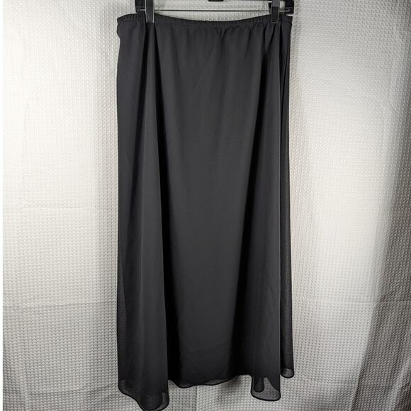 MSK Women 2X Black Chiffon Overlay Skirt Plus Size Dressy Maxi Made in USA - Picture 1 of 5
